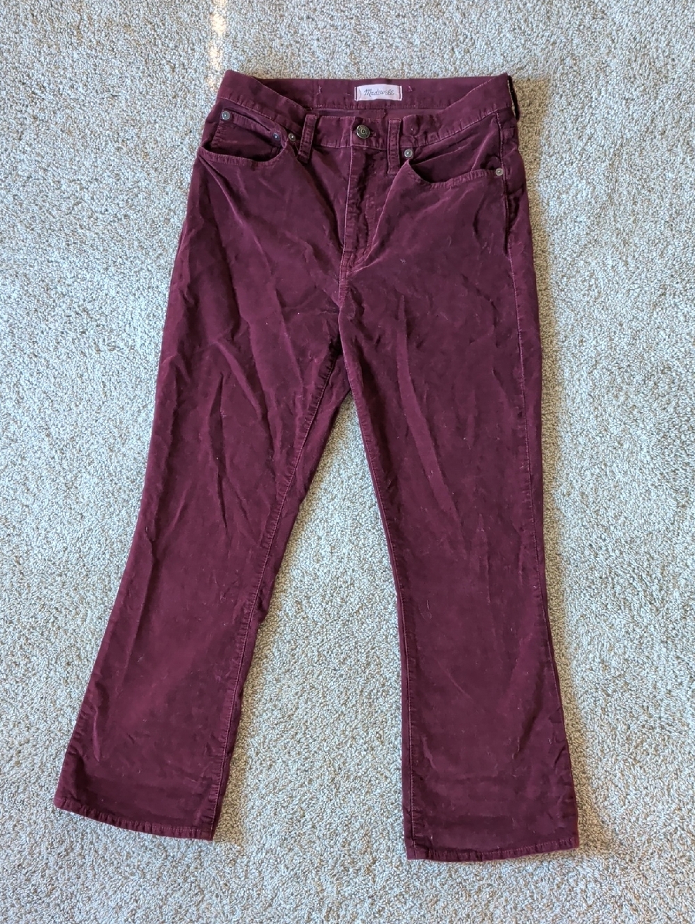 Madewell Velvet Texture Pants in Burgundy
